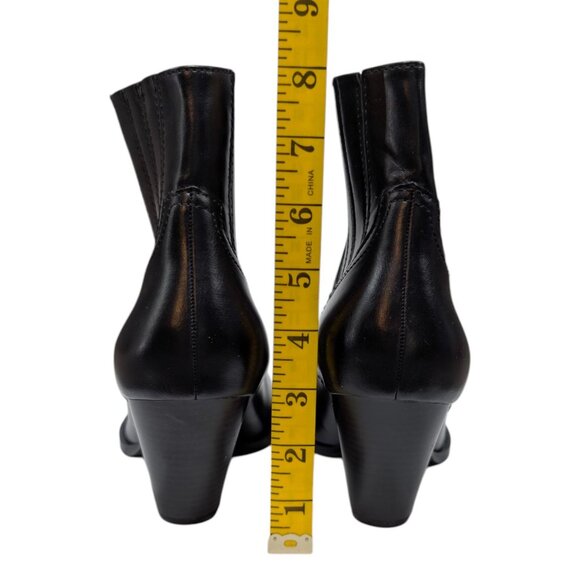 Zara Cowboy Ankle Boots Womens Black Faux Leather Pointed Toe EU 40 US 9 NWOT - Picture 9 of 12